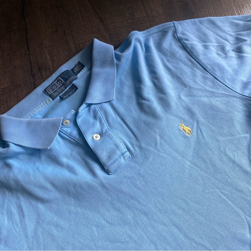 Men’s Polo Ralph Lauren baby blue with yellow pony polo | L - Picture 2 of 5